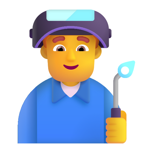 How emoji man factory worker displayed on Microsoft 3D fluent