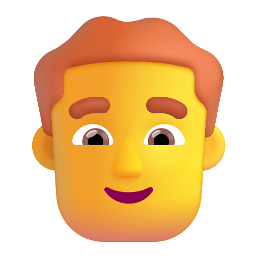 How emoji man: red hair displayed on Microsoft 3D fluent