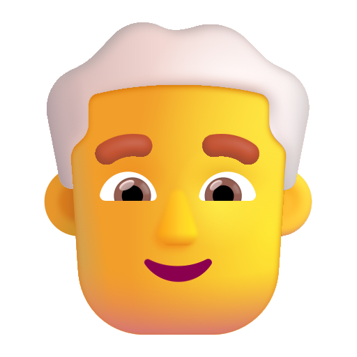 How emoji man: white hair displayed on Microsoft 3D fluent