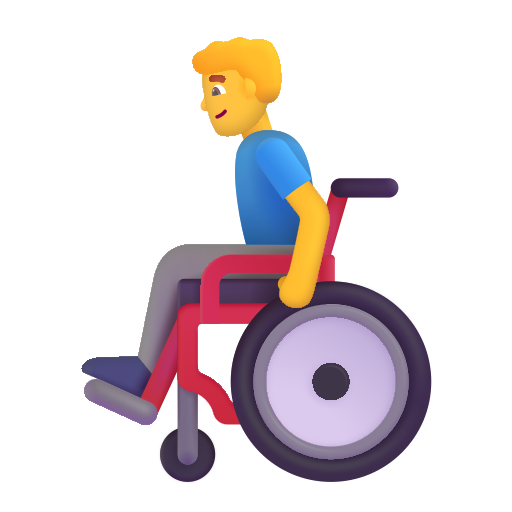 How emoji man in manual wheelchair displayed on Microsoft 3D fluent