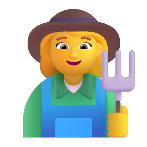 How emoji woman farmer displayed on Microsoft 3D fluent