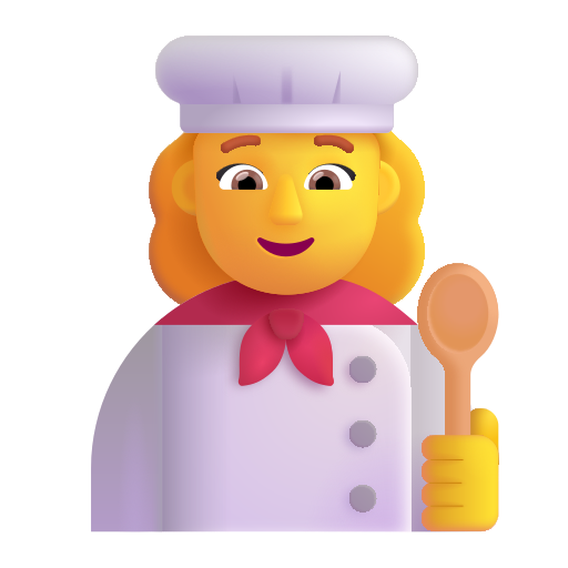 How emoji woman cook displayed on Microsoft 3D fluent