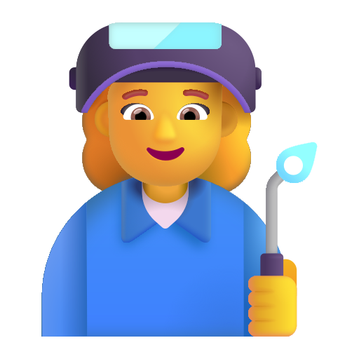 How emoji woman factory worker displayed on Microsoft 3D fluent