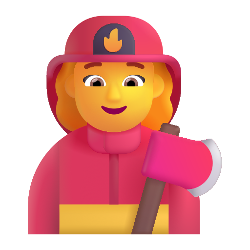 How emoji woman firefighter displayed on Microsoft 3D fluent