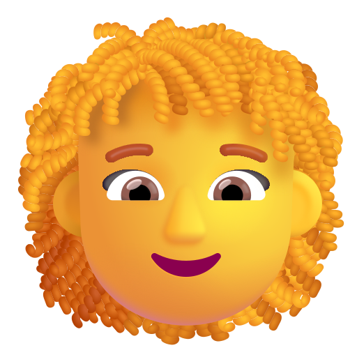 How emoji woman: curly hair displayed on Microsoft 3D fluent