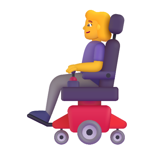 How emoji woman in motorized wheelchair displayed on Microsoft 3D fluent