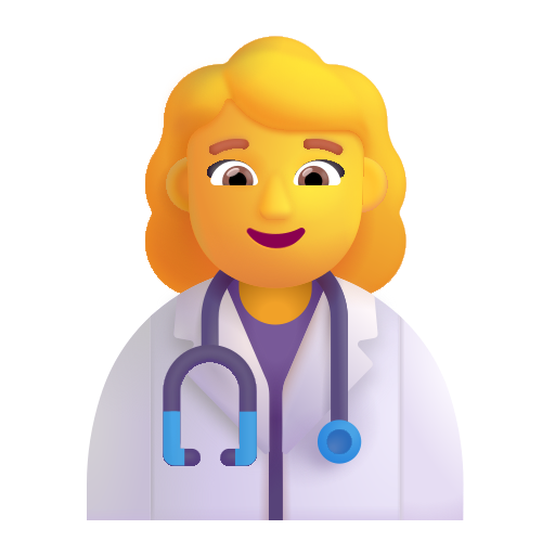 How emoji woman health worker displayed on Microsoft 3D fluent