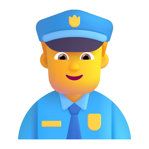 How emoji man police officer displayed on Microsoft 3D fluent