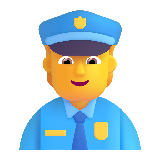 How emoji police officer displayed on Microsoft 3D fluent