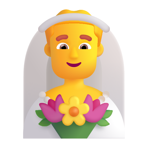 How emoji man with veil displayed on Microsoft 3D fluent