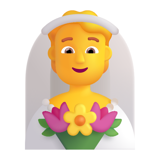 How emoji person with veil displayed on Microsoft 3D fluent