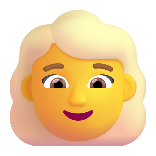 How emoji woman: blond hair displayed on Microsoft 3D fluent