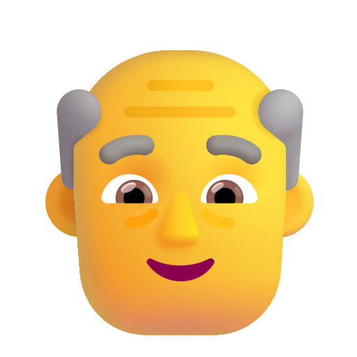 How emoji old man displayed on Microsoft 3D fluent