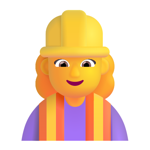 How emoji woman construction worker displayed on Microsoft 3D fluent