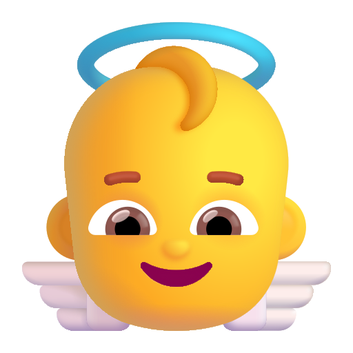 How emoji baby angel displayed on Microsoft 3D fluent