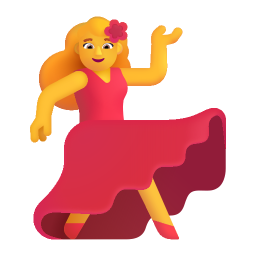 How emoji woman dancing displayed on Microsoft 3D fluent