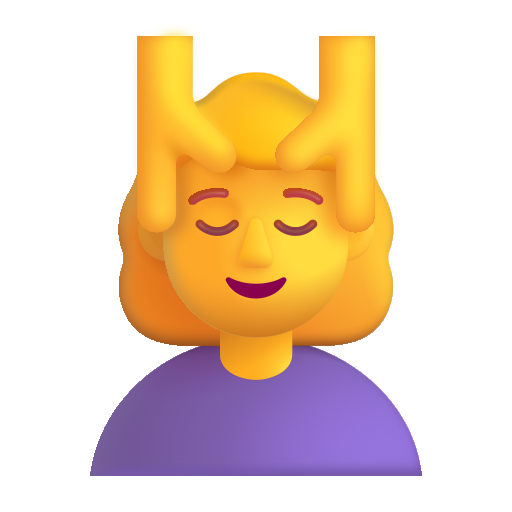 How emoji woman getting massage displayed on Microsoft 3D fluent