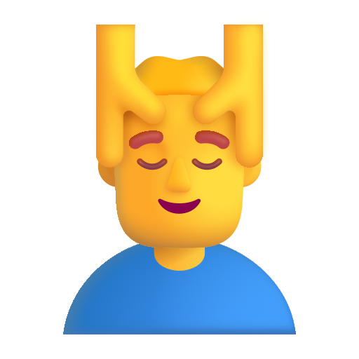 How emoji man getting massage displayed on Microsoft 3D fluent