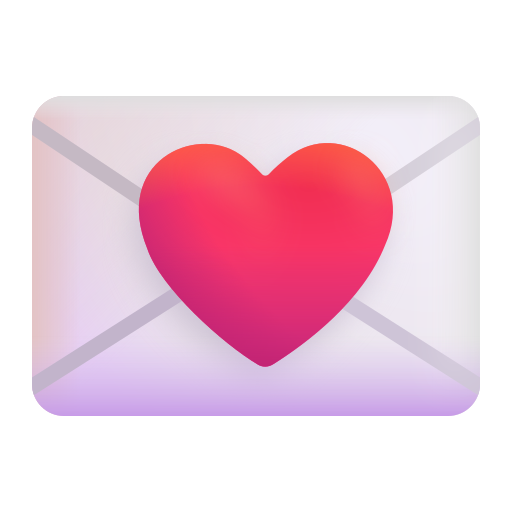 How emoji love letter displayed on Microsoft 3D fluent