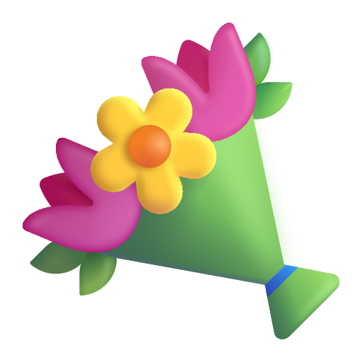 How emoji bouquet displayed on Microsoft 3D fluent