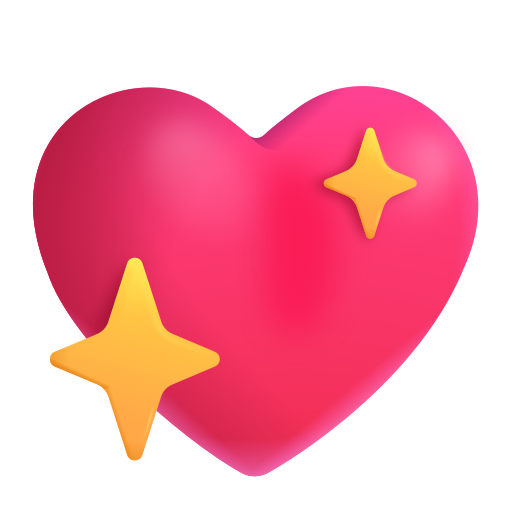 How emoji sparkling heart displayed on Microsoft 3D fluent