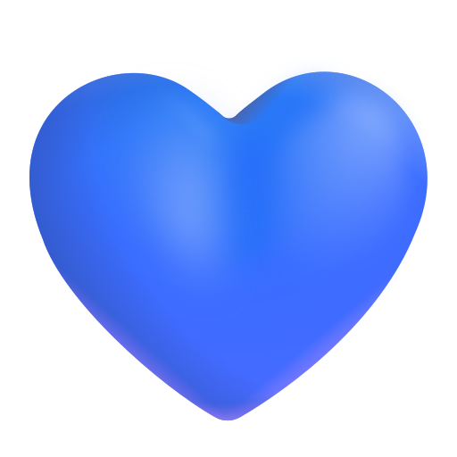 How emoji blue heart displayed on Microsoft 3D fluent