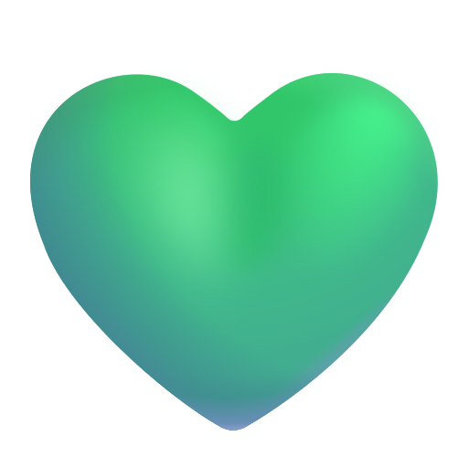 How emoji green heart displayed on Microsoft 3D fluent