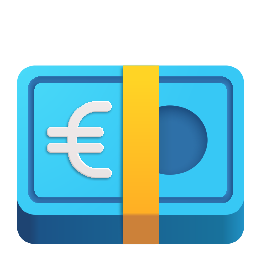 How emoji euro banknote displayed on Microsoft 3D fluent