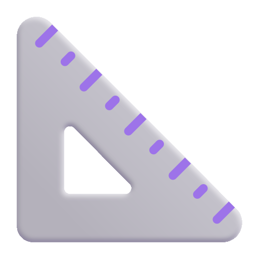 How emoji triangular ruler displayed on Microsoft 3D fluent