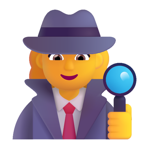 How emoji woman detective displayed on Microsoft 3D fluent