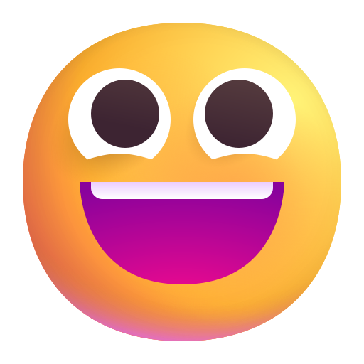 How emoji grinning face displayed on Microsoft 3D fluent