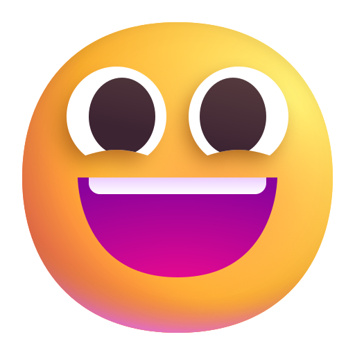 How emoji grinning face with big eyes displayed on Microsoft 3D fluent