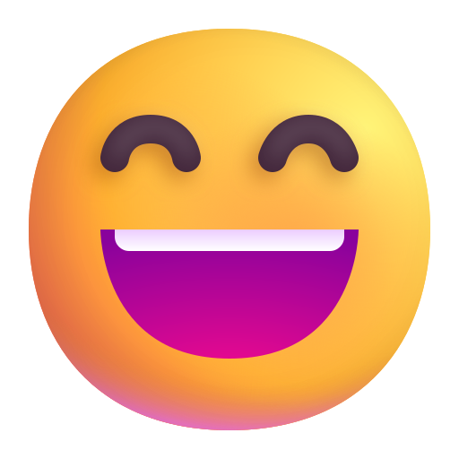 How emoji grinning face with smiling eyes displayed on Microsoft 3D fluent