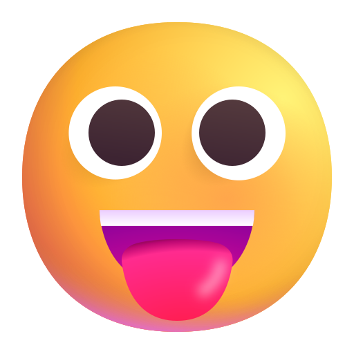 How emoji face with tongue displayed on Microsoft 3D fluent