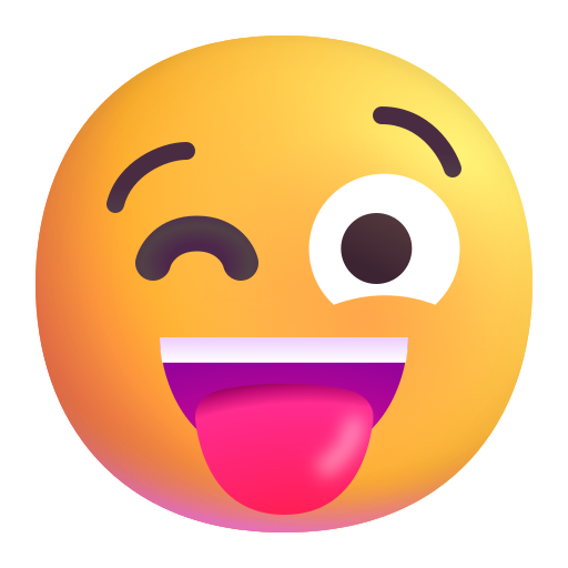 How emoji winking face with tongue displayed on Microsoft 3D fluent