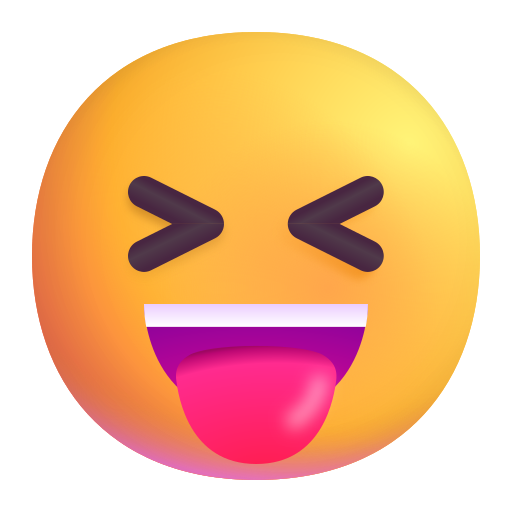 How emoji squinting face with tongue displayed on Microsoft 3D fluent