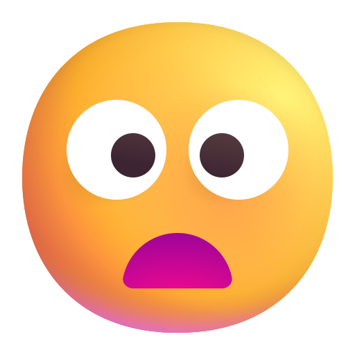 How emoji frowning face with open mouth displayed on Microsoft 3D fluent