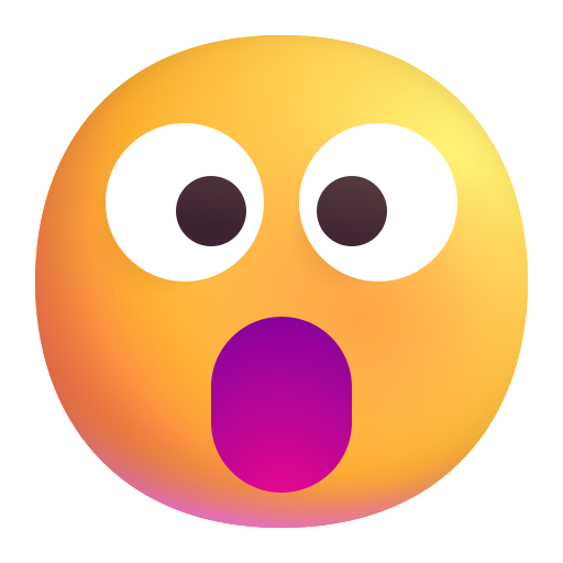 How emoji face with open mouth displayed on Microsoft 3D fluent