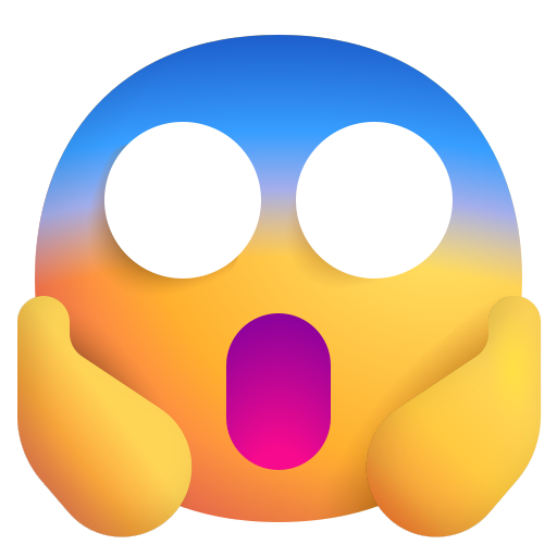 How emoji face screaming in fear displayed on Microsoft 3D fluent