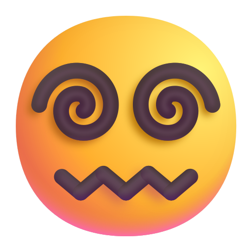 How emoji face with spiral eyes displayed on Microsoft 3D fluent