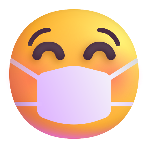 How emoji face with medical mask displayed on Microsoft 3D fluent