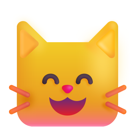 How emoji grinning cat with smiling eyes displayed on Microsoft 3D fluent