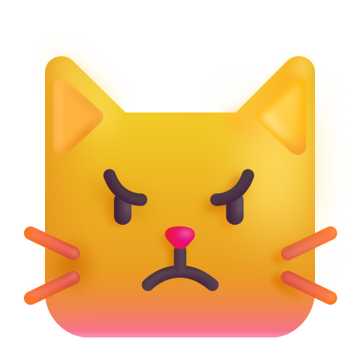 How emoji pouting cat displayed on Microsoft 3D fluent