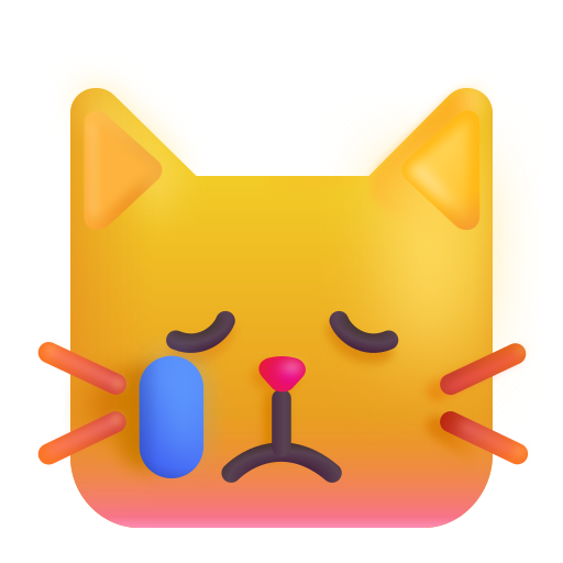 How emoji crying cat displayed on Microsoft 3D fluent