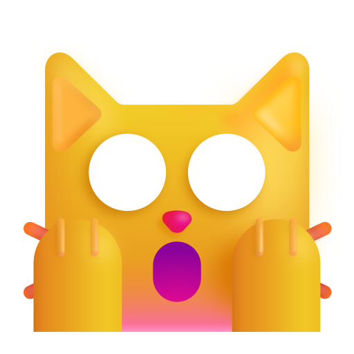 How emoji weary cat displayed on Microsoft 3D fluent