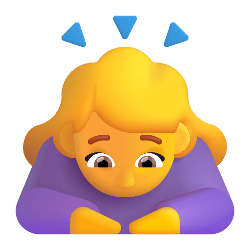 How emoji woman bowing displayed on Microsoft 3D fluent