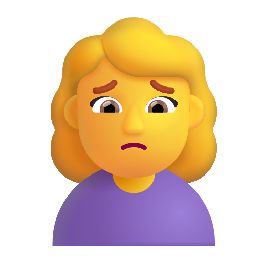 How emoji woman frowning displayed on Microsoft 3D fluent