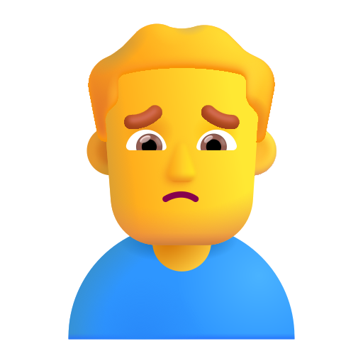 How emoji man frowning displayed on Microsoft 3D fluent