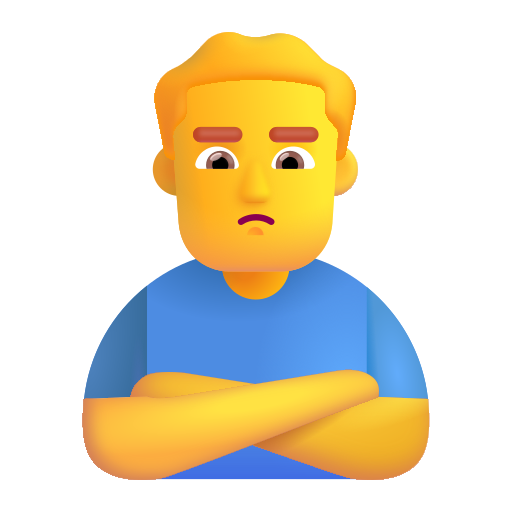 How emoji man pouting displayed on Microsoft 3D fluent