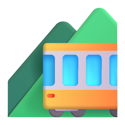 How emoji mountain railway displayed on Microsoft 3D fluent